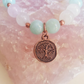 Bracciale in Quarzo Rosa, Amazzonite e Ametista Lavanda con Charm Albero della Vita – Perle naturali da 8 mm