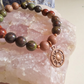 Bracciale in Sangue di Drago, Diaspro Brecciato e Rodonite con Charm Stella – Perle naturali da 8 mm