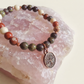 Bracciale in Sangue di Drago, Diaspro Brecciato e Diaspro Bianco con Charm Albero della Vita – Perle naturali da 6 mm