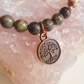 Bracciale in Sangue di Drago, Diaspro Brecciato e Diaspro Bianco con Charm Albero della Vita – Perle naturali da 6 mm