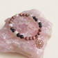 Bracciale in Rodonite Pizzo, Ossidiana Dorata e Magnesite con Charm Sole – Perle naturali da 6 mm