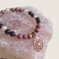 Bracciale in Rodonite Pizzo, Ossidiana Dorata e Magnesite con Charm Sole – Perle naturali da 6 mm