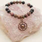 Bracciale in Rodonite Pizzo, Ossidiana Dorata e Magnesite con Charm Sole – Perle naturali da 6 mm