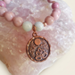 Bracciale in Rodonite e Calcedonio Azzurro con Charm Fiore di Loto alla Luna Piena – Perle naturali da 8 mm