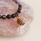 Bracciale in Ossidiana Dorata e Ametista con Ciondolo in Ametista – Perle naturali da 6 mm