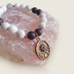 Bracciale in Howlite, Onice Opaco e Agata Grigia con Charm Stella e Fasi Lunari – Perle naturali da 8 mm