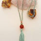 Mala da meditazione in Avventurina Verde e Agata Rossa – 108 perle