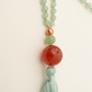 Mala da meditazione in Avventurina Verde e Agata Rossa – 108 perle