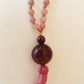 Mala da meditazione in Quarzo Rosa del Madagascar, Granato e Agata Marrone – 108 perle