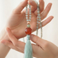 Mala da meditazione in Avventurina Verde e Agata Rossa – 108 perle