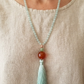 Mala da meditazione in Avventurina Verde e Agata Rossa – 108 perle