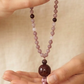 Mala da meditazione in Quarzo Rosa del Madagascar, Granato e Agata Marrone – 108 perle
