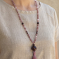 Mala da meditazione in Quarzo Rosa del Madagascar, Granato e Agata Marrone – 108 perle