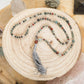 Mala collana 108 fatta a mano in Eliotropio, Pietra Guru Eliotropio, Argento 925