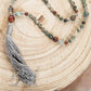 Mala collana 108 fatta a mano in Eliotropio, Pietra Guru Eliotropio, Argento 925