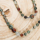 Mala collana 108 fatta a mano in Eliotropio, Pietra Guru Eliotropio, Argento 925