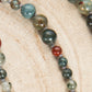 Mala collana 108 fatta a mano in Eliotropio, Pietra Guru Eliotropio, Argento 925
