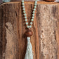 Mala collana 108 perle Crisoprasio australiano, perla guru in rame, rame