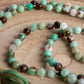 Mala collana 108 perle Crisoprasio messicano, pietra guru Agata, argento dorato 925, placcato oro 14kt