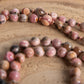 Mala artigianale con pietre naturali di Rodocrosite, Pietra Guru Diaspro oceano, Rame