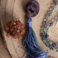 Mala per meditare in Fluorite, Pietra Guru Ametista, Rame