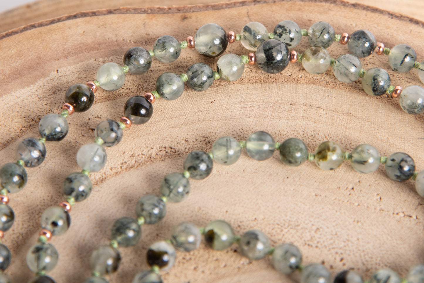 Mala in Prehnite, Pietra guru Labradorite, Rame