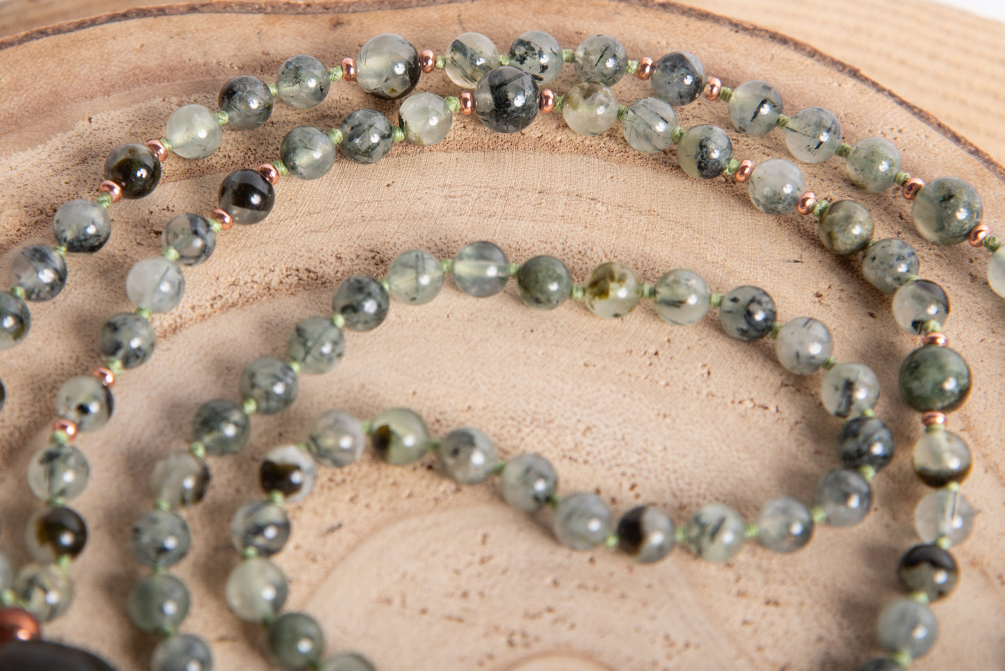 Mala in Prehnite, Pietra guru Labradorite, Rame