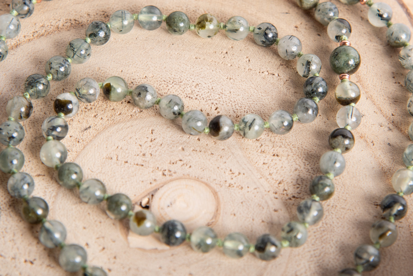 Mala in Prehnite, Pietra guru Labradorite, Rame