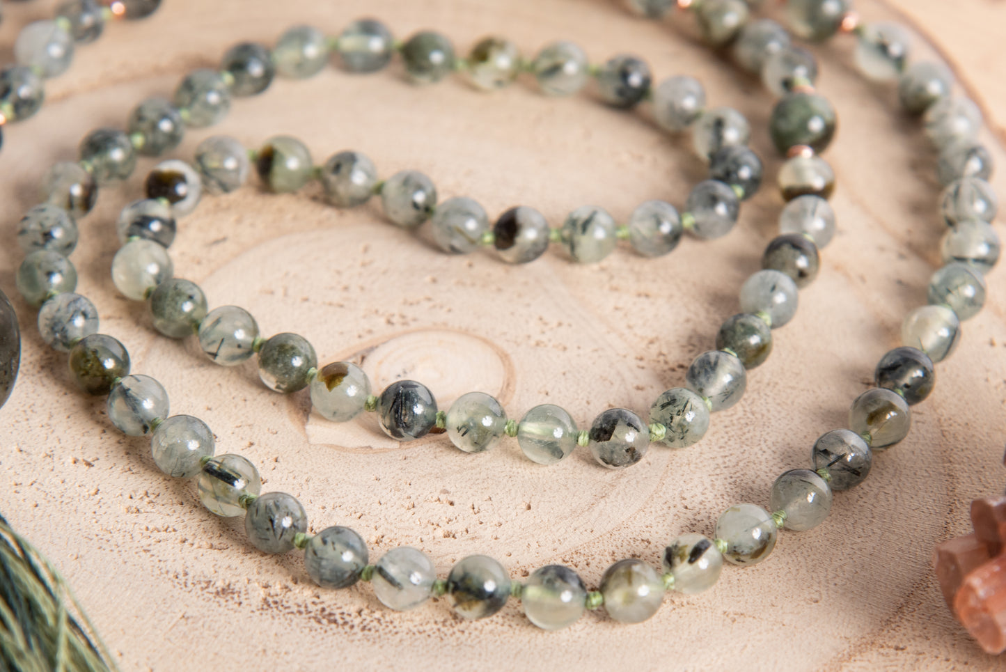 Mala in Prehnite, Pietra guru Labradorite, Rame