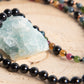 Mala collana 108 perle di Tormalina naturale vari colori e Onice, Pietra Guru Onice, Rame