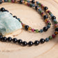 Mala collana 108 perle di Tormalina naturale vari colori e Onice, Pietra Guru Onice, Rame