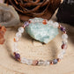 Bracciale perle 6 mm quarzo ematoide, cristallo di rocca, fluorite, rame