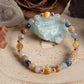 Bracciale perle 6 mm occhio di tigre dorato, occhio di falco, calcite blu, rame