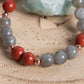 Bracciale perle 8 mm diaspro rosso, labradorite, rame