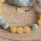 Bracciale perle 8 mm calcite gialla, amazzonite, rame