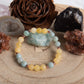 Bracciale perle 8 mm calcite gialla, amazzonite, rame