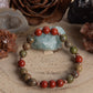 Bracciale perle 8 mm diaspro rosso, unakite, rame