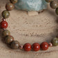 Bracciale perle 8 mm diaspro rosso, unakite, rame