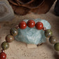 Bracciale perle 8 mm diaspro rosso, unakite, rame