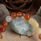 Bracciale perle 8 mm calcite gialla, corniola, agata bianca, rame
