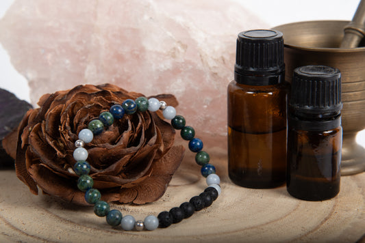 Azzurrite, angelite, lava, argento 925