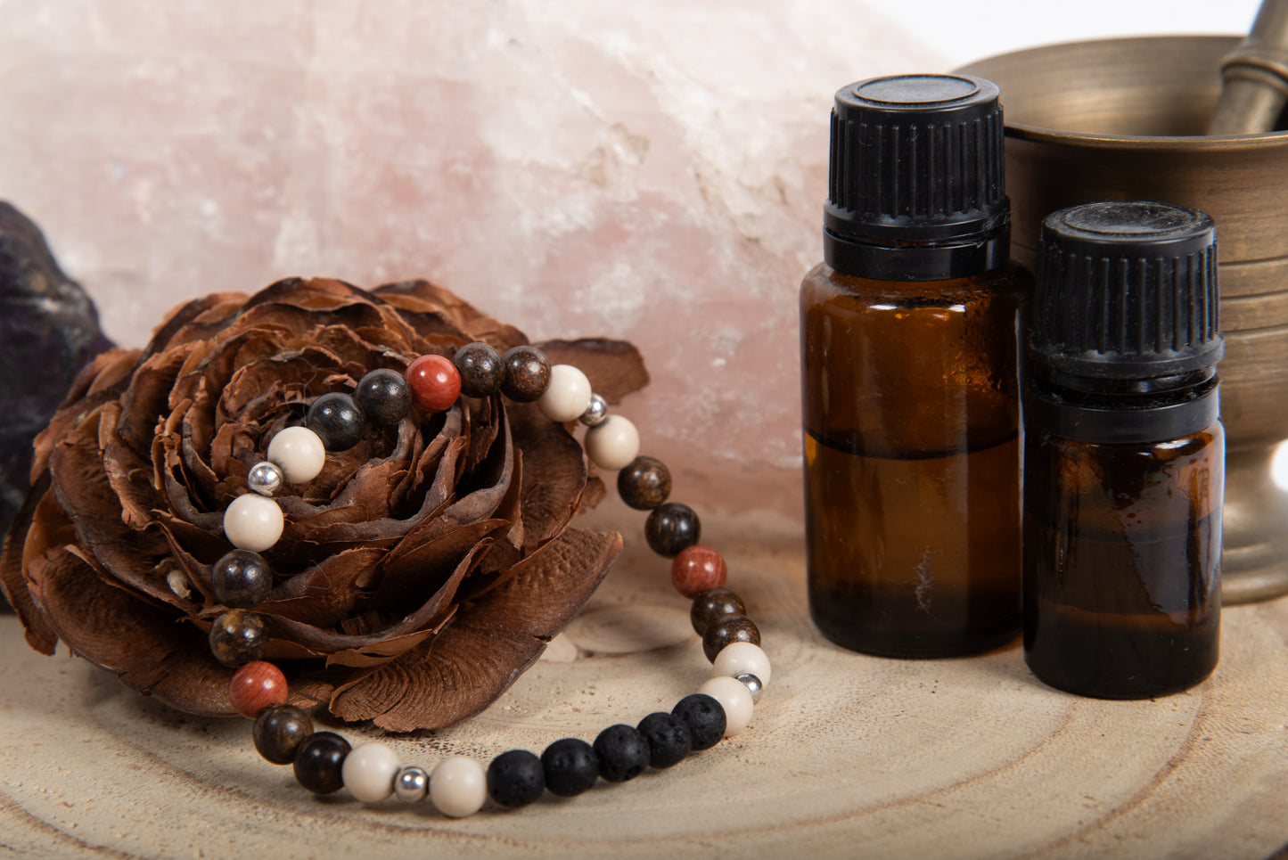 Bronzite, diaspro bianco, diaspro rosso, lava, argento 925