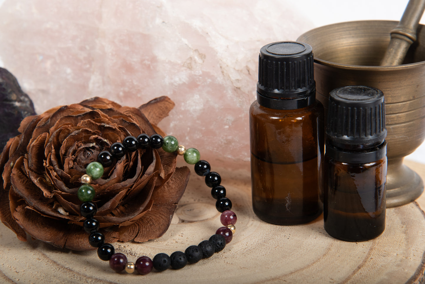 Onice, tormalina, lava, argento dorato 925