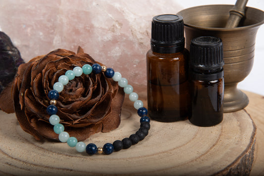 Amazzonite,lapislazzuli, lava, argento dorato 925