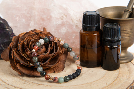 Quarzo ematoide, eliotropio, lava, argento dorato 925