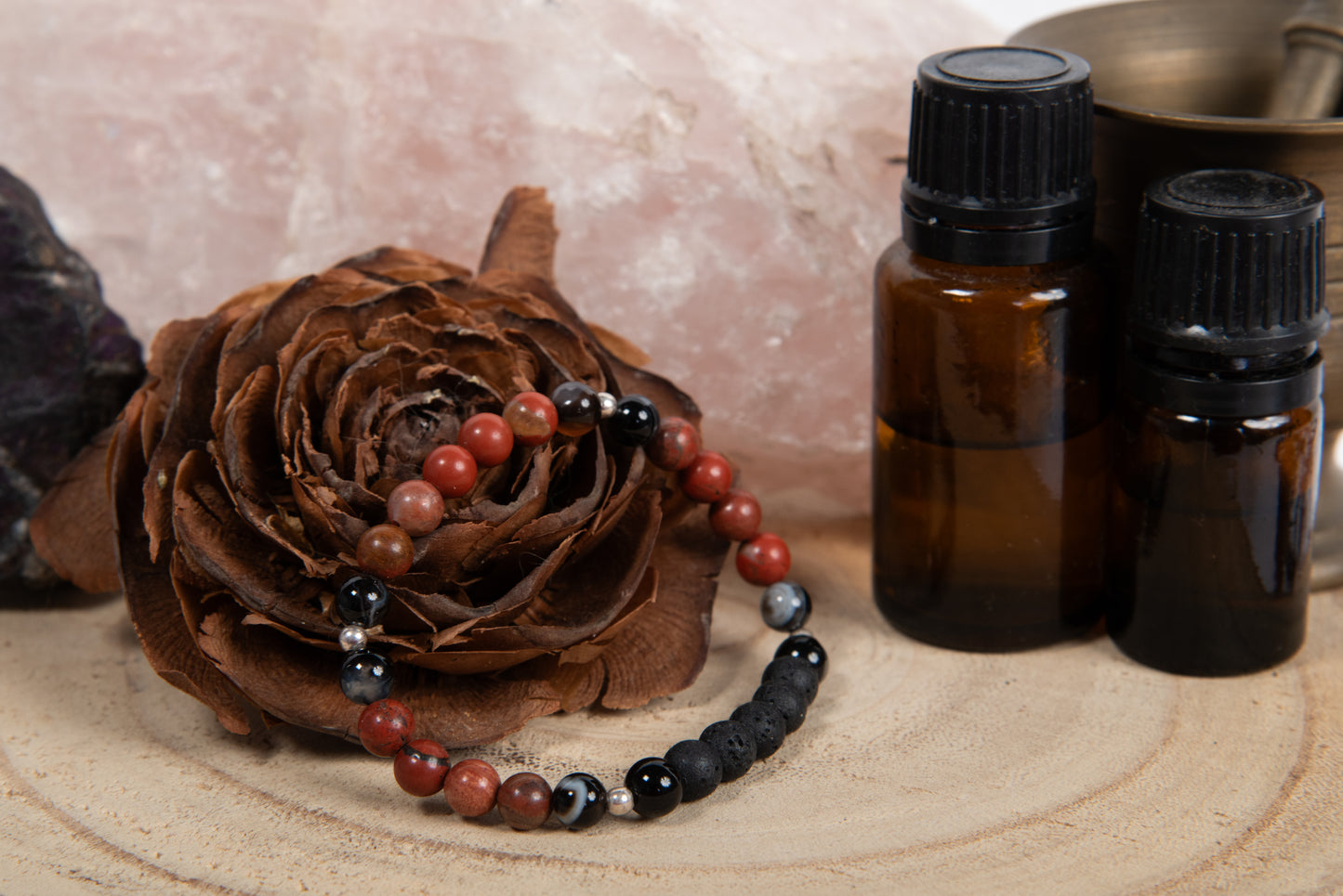 Diaspro rosso, agata, lava, argento 925