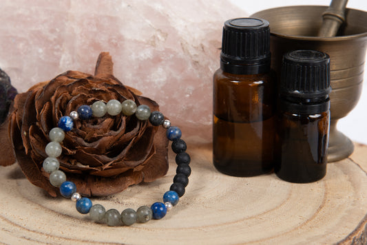 Lapislazzuli, labradorite, lava, argento 925