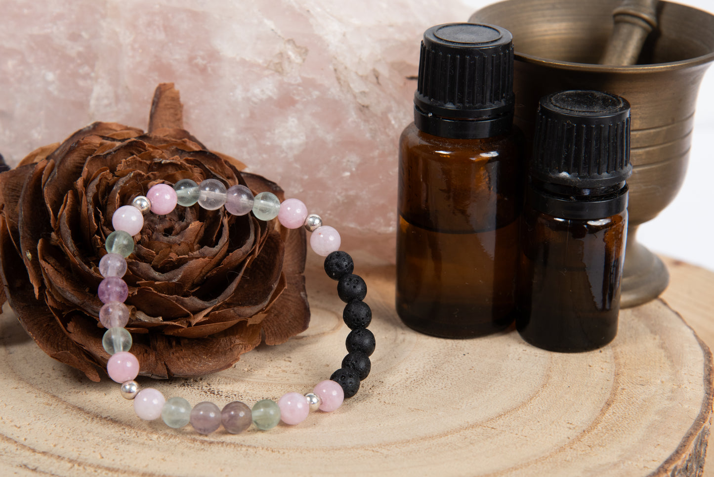 Fluorite, kunzite, lava, argento 925