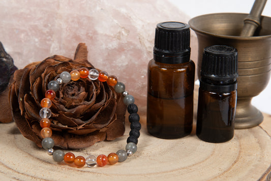 Corniola, agata grigia, lava, argento 925