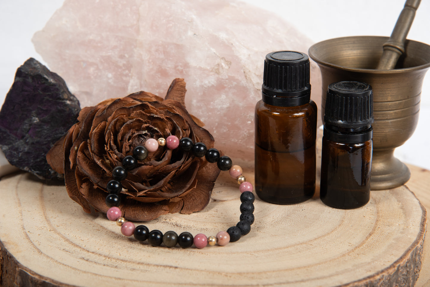 Ossidiana dorata, rodonite, lava, argento dorato 925